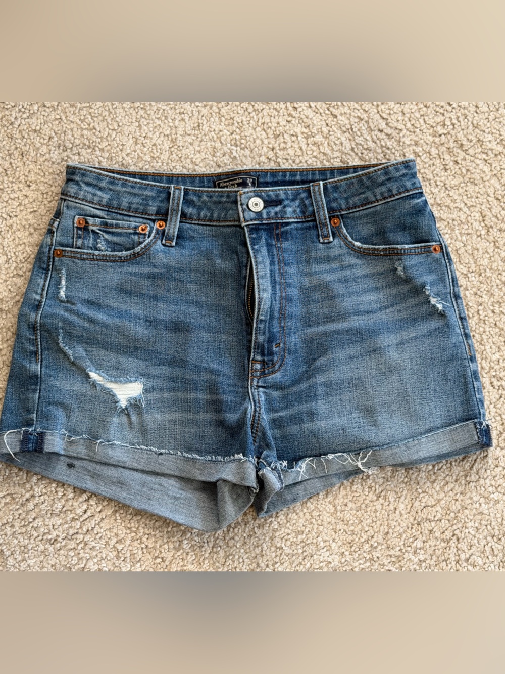 Abercrombie & Fitch High Rise Distressed Denim Cutoff Shorts